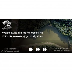 Wejściówka Na Łowisko "Maślanka" Na Zbiornik Rekreacyjny I Mały Staw - 3 Wejścia 