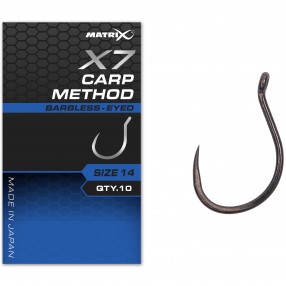 Haczyki Matrix X7 Carp Method Barbless Eyed - 12