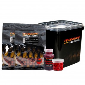 Pakiet Massive Baits Strawberry Bergamotta - 2kg Kulek+ Amino Glug + Pop Up + Wiadro 3kg